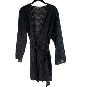 Halston Black Sheer Robe, Size S
